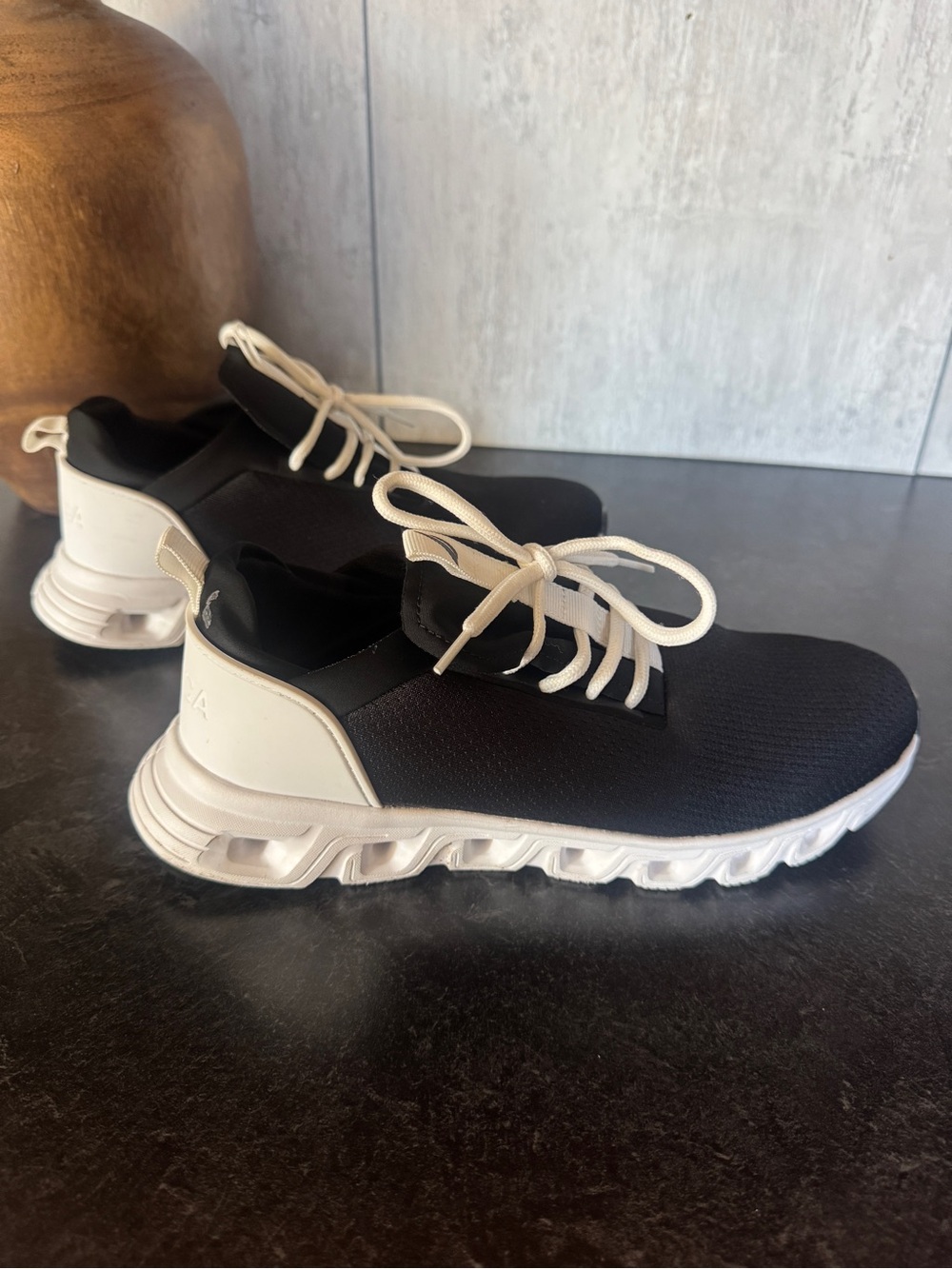 Nautica | Black and White Slip-On Knit Athletic Sneakers | 9.5